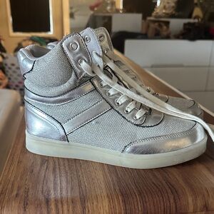 bebe Silver High-Top Sneakers